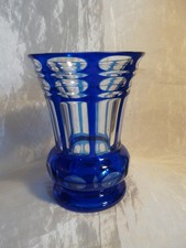 Ranftbecher Glas Böhmen antik alt Überfang Kobaltblau geschliffen