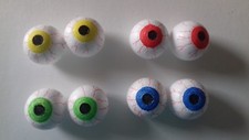 4 Augen Augapfel Glubschaugen Halloween 2 Paar Grusel Deko 3/4cm 5Farben 2Größen