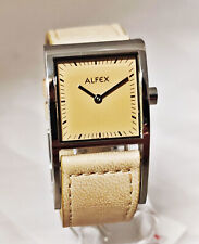 Alfex by Plum Design Damenuhr Lederband weiß Swiss Made  5504-188 Rarität Neu