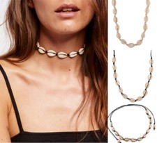 Halskette Muschelkette Muschel Kette Kauri Kaurimuschel Surfer Weiß Schwarz 