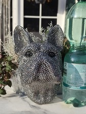 Wand Deko Französische Bulldogge Bully Kopf groß Rar Büste Silber