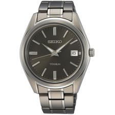 Seiko Titanium Black Sunray Dial Titanium Strap Herrenuhr SUR375P1