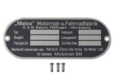 Typenschild Maico Motorrad Fahrradfabrik Pfäffingen mit Kerbnägeln
