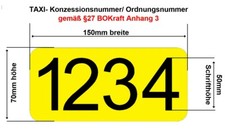 Ordnungsnummer Taxi im Set zu