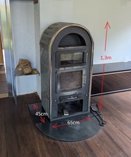 Speckstein-Kaminofen (1,3x0,65x0,45 m) mit Wärmespeicher und Backfach