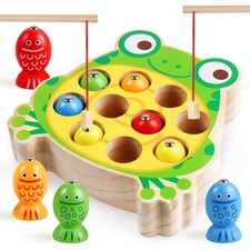 Holz Fische Angeln Spiel Holzspielzeug Motorik Spielzeug für Kinder ab 2 3 Jahre