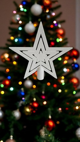 Christbaumspitze weiß mit - weiß,