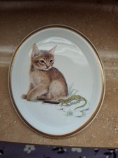 Porzellanbild Katze Markenware 10x8 Cm