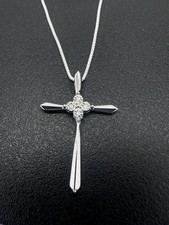 Sterling Silber Diamant Halskette natürlicher weißer Diamant Kreuz AU Anhänger 18"