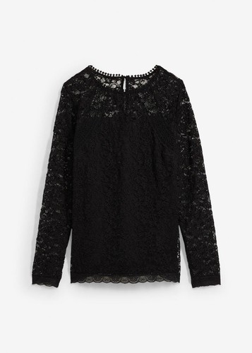 Langarmshirt aus edler - , spitze