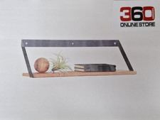 Wandregal Schwarz mit Akazie Holz 58/18/15 cm 1 Fach hängend