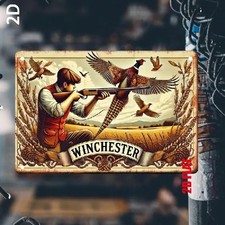 Blechschild Winchester Gewehr Fasanen Jagd Vintage Metallschild TEL3729