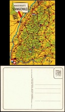 .Baden-Württemberg Wanderkarte Landkarte vom Schwarzwald (Mittelgebirge) 1970