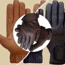 Reiter Handschuhe Damen Vollleder Bräunung, Schwarz, & Gelb Premium-Qualität