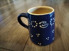  Bürgeler Art Becher  Saftbecher Keramik blau-weiß