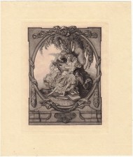 Exlibris Bookplate Heliogravüre Franz von Bayros 1866-1924 Gitarre Cupido Akt