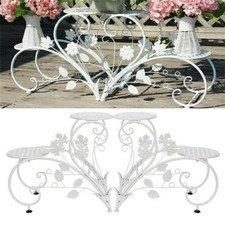 2 Stk. Blumenständer Set Blumenhocker aus Metall Pflanzentreppe in Herzform DEKO