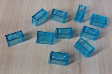 10 hellblau transparente Lego Basic Steine ohne Pin, 1 x 2 (3065) (S401)