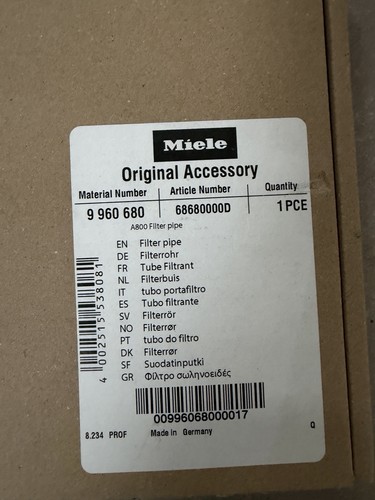 Miele a800 filterrohr 90960680 - miele,