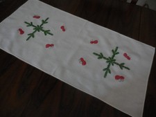 Tischläufer 82 x 40 cm gestickt Handarbeit Baumwolle Weihnachtsdecke Weihnachten