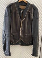 Original Dolce & Gabbana D&G Jacke Leder braun schwarz Lammfell gefüttert Herren