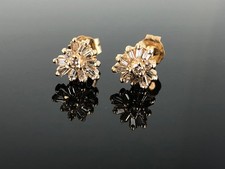 Diamanten Cluster Ohrstecker Herz Form - Diamanten Trapez Brillanten Gold 585