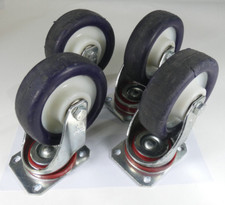 4x Torwegge Lenkrolle / Transportrolle  Ø 125mm | Blau Gummiert | Breite 40mm