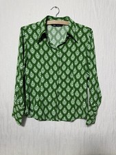 Zara grüne Hemdbluse mit Knopfleiste Gr. S neu b3