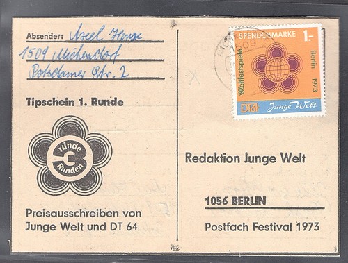Ddr spendenmarke auf karte - ddr,