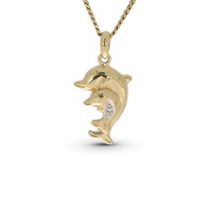 Goldanhänger Delfin mit Baby