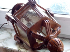 Decken Hänge lampe Frankreich Holz Laterne handcarved Wood Lamp H48 antik selten