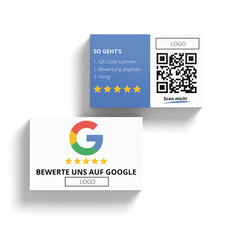 Google Bewertungskarten mit Qr-Code und Logo・2 Seitig farbiger Druck・Profi-Druck
