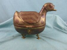Deckelschale Ente Messing Kupfer Antik Schmuckdose Schale Verziert Solide o14b10