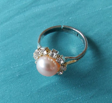 Ring Perle Strass unisize perlmutt rosa silber RetroLook VintageStyle 50er 50ies