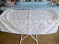 Antik Tischdecke Handarbeit Stickerei in Weiß 100% Damast /BW ca  125 x 125 cm