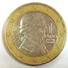 Umlaufmünze Österreich, 1 Euro, Wolfgang Amadeus Mozart, 2002