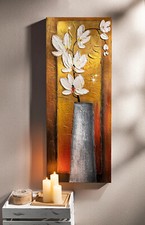 Wandbild "Vase" 40 x 100 cm, handgemalt Wand Deko Wohnungsdeko Dekoration