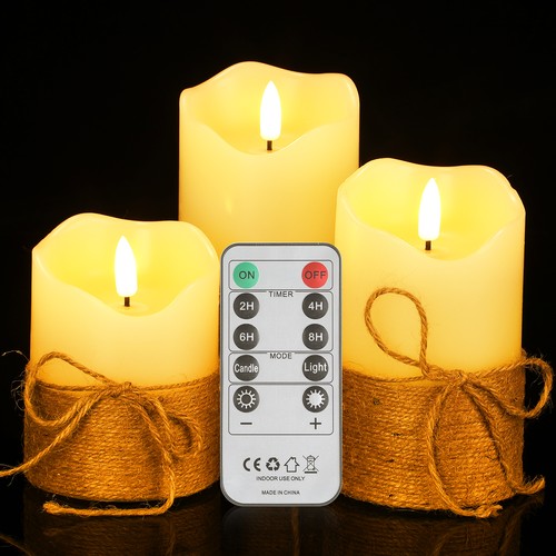 3er led kerze paraffinwachs - kerze,