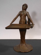 rh2/3  Jugendstil Figur als Kartenständer  Metallguss   Frankreich ~ 1900