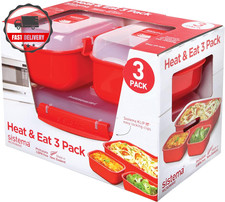 Sistema Heat and Eat Mikrowellenbehälter Set | 1,25 l, 525 ml | 3er Pack, rot
