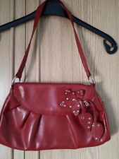 Henkeldamentasche Rot mit Verziehrung Kunstleder neu
