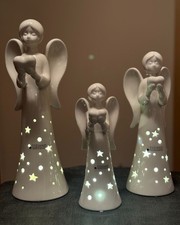 Tiziano Keramik Deko Engel mit Sternenkleid LED+Timer versch.Größen NEU