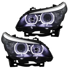 Scheinwerfer LED Angel Eyes für BMW 5er E60 E61 Bj. 03-07 Schwarz *LPBME3*