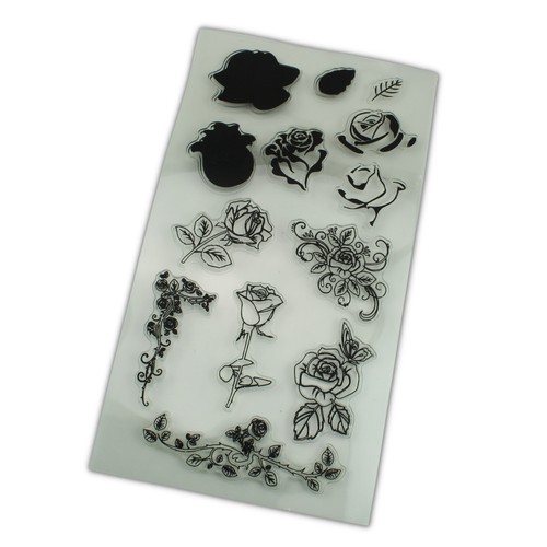 Silikonstempel rosen blumen - silikonstempel,