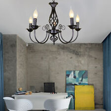 5 Flammig Retro Schwarz Kronleuchter L��ster Metall Vintage Loft Deckenlampe E14