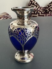 Antike Jugendstil Vase um 1925 mit Silberoverlay