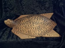 Figur Schildkröte Wasserschildkröte aus Hartholz Handarbeit schwarz bemalt