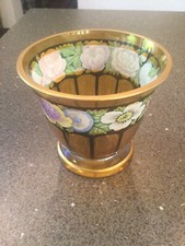 Jugendstil Vase Becher Glasvase Handgemalt Blumen 9,5  cm