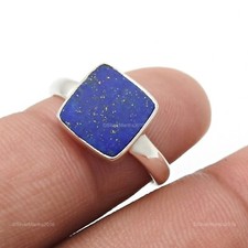 Lapislazuli Edelstein Massiv Silber Neu Band Tochter Versprechen Ring Größe 7