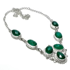 Grün Jadeit Edelstein Handmade 925 Sterlingsilber Schmuck Ketten Größe 45.7cm